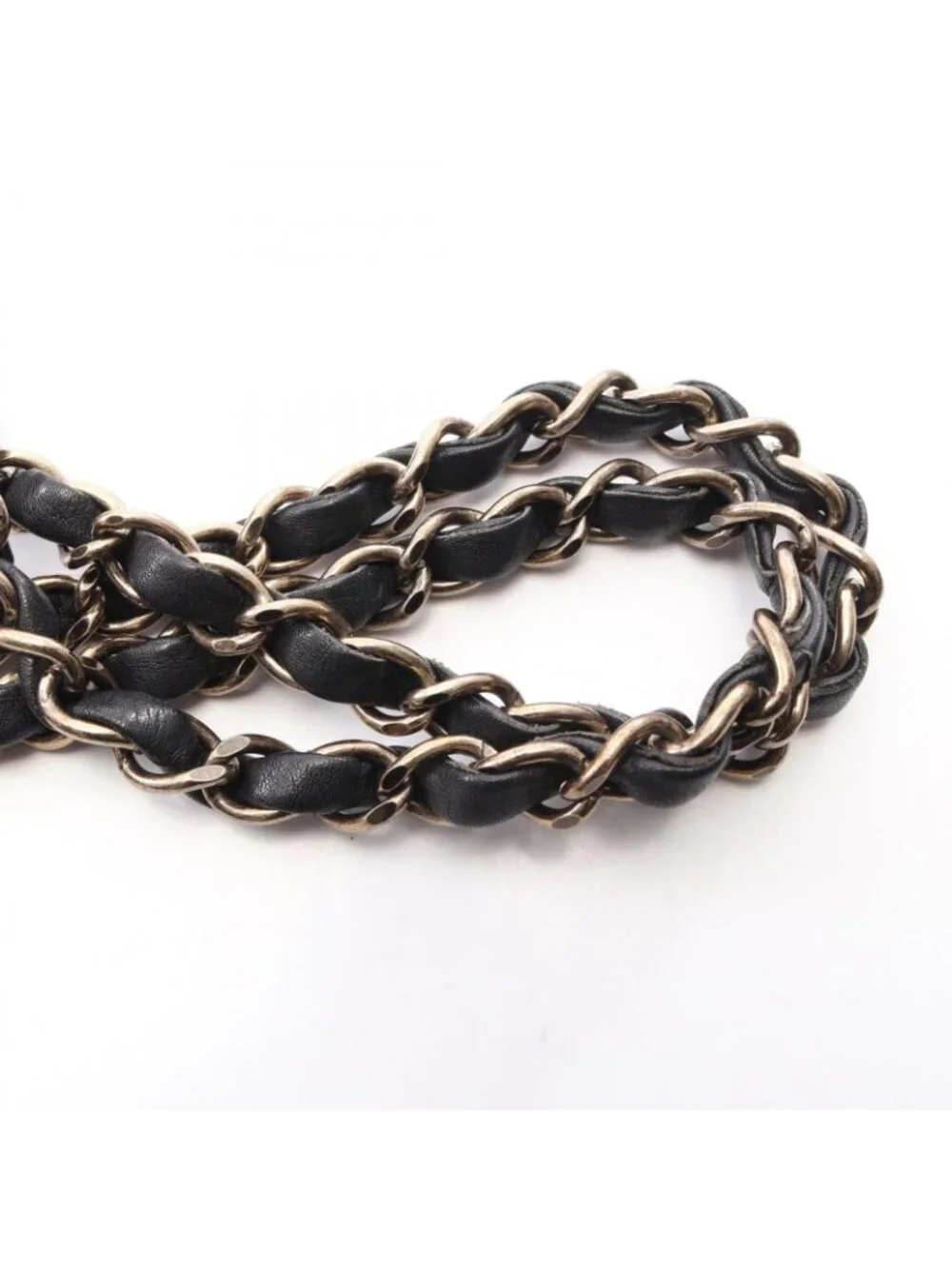 Chanel Shoulder Bag Wild Stitch Black Beige Lambskin Chain